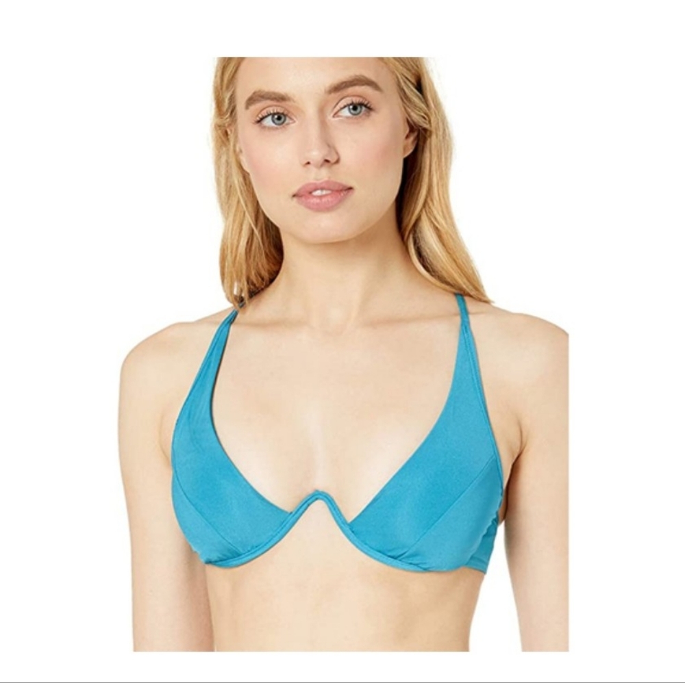 NWT BCBGMAXAZRIA Teal bikini top w underwire size 6